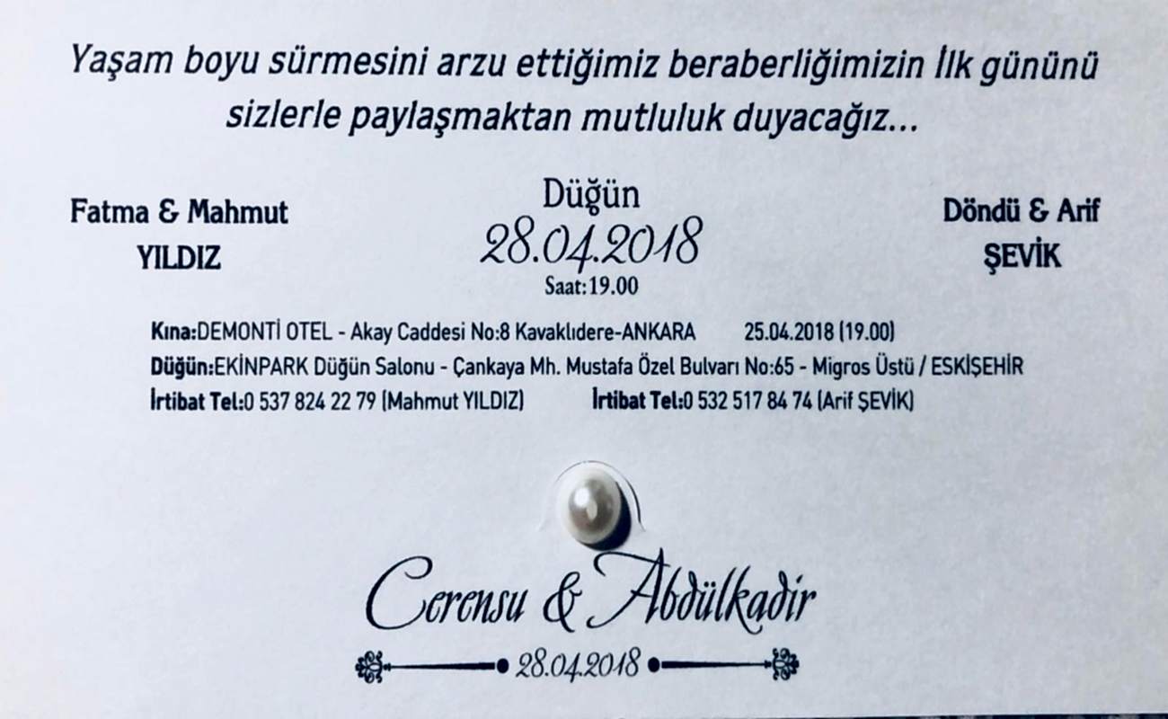 Abdülkadir ŞEVİK - Davetiye